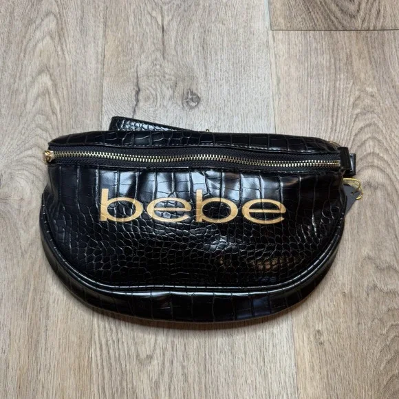 Bebe Womens Josephine Croco Sling Belt Bag Fanny Pack Faux Croc Christmas Nwt - Picture 1 of 4